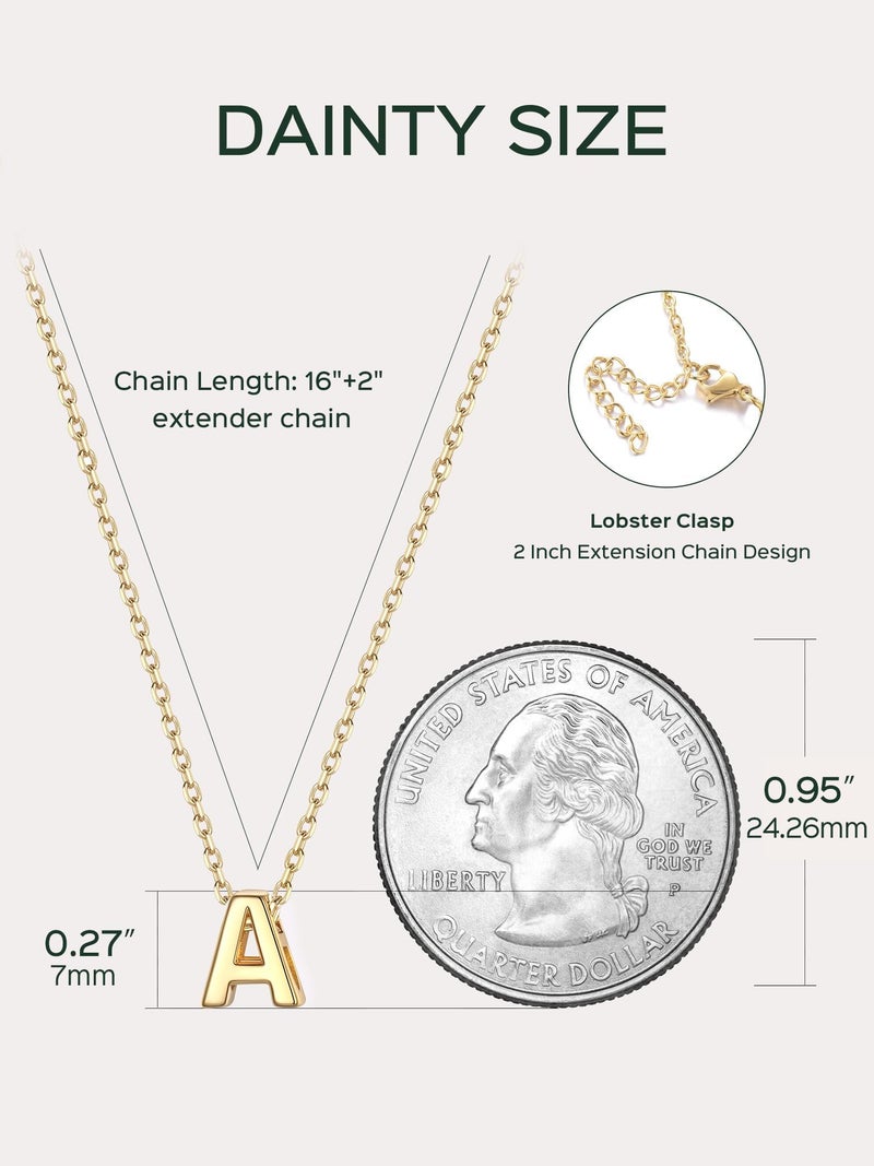 ChicSilver Letter A Necklace, 14K Gold Plated Sterling Silver Small Dainty Initial Pendant Necklace Personalized Name Necklace Tiny Alphabet Charm Necklace - Image 5